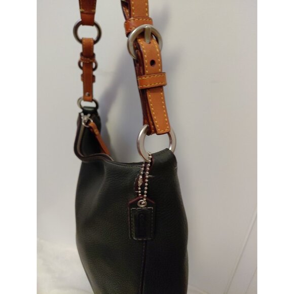 Coach Chelsea Black Pebbled Leather Zipper Hobo Shoulder Handbag 8E98 - Picture 7 of 13